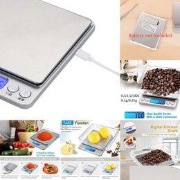 Storage Bags New Storage Bags 3Kg/500G Digital Kitchen Scale High Precision Electronic Sensitivity 0.1/0.01G Lcd Drop Delivery Home Ga Dh7Sf