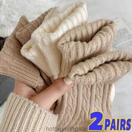 Mens Socks Winter Cashmere Wool For Woman Solid Japanese Style Harajuku Retro Long Women Girls Thermal Streetwear Crew Sock