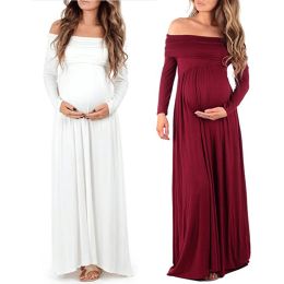 Dresses Maternity Clothes Spring Autumn Pregnant Women Dress Casual Sexy Maternity photography props dress Shoulderless pregnant dress