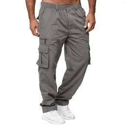 Men's Pants Men Vintage Loose Fit Pant Casual Solid Colour Pocket Trouser Fashion Male Outwear For Spring Summer Joggers