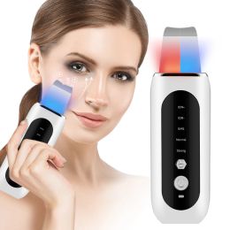 Instrument Ultrasonic Face Skin Scrubber Skin Shoveling Ems Microcurrent Ion Import Facial Skin Lift Pore Clean Red Blue Light Beauty Tool