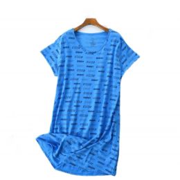 Dresses 2023 Summer Female Casual Letter Print Sleep Dress Ladies Soft Cotton Nightgown Women Short Sleeve Plus Size Home Dresses Mxxxl