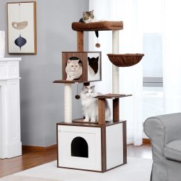 Scratchers Luxury Cat Tree Condo Cabinet MultiLayer Cat Tower Natural Sisal Scratching Post for Feline Large Perch Nest 3 Colours Furniture