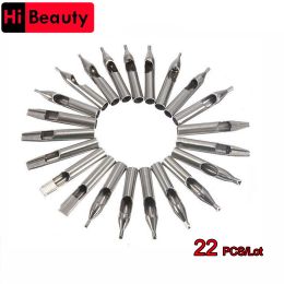 Needles High Quality 22PCS 304 Stainless Steel Tattoo Tips Caps Nozzle Tips Set Kits RL M1 DT For Tattoo Needles Accessories