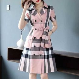 Basic Dresses Designer luxury designer dress spring and summer professional temperament shirt short sleeve skirt cinched waist slim fit skirt size S-XXXXL 240302