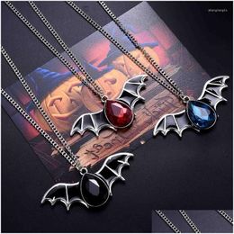 Pendant Necklaces 2023 Fashion Vintage Punk Gothic Bat Chain Necklace For Women Animals Choker Halloween Collar Hip Hop Girls Jewelry Dhro2