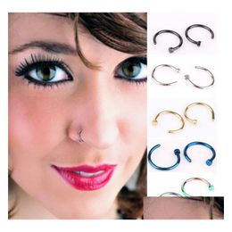 Party Favour Trendy Nose Rings Body Piercing Jewellery Fashion Stainless Steel Hoop Ring Earring Studs Fake Non P58 Drop Delivery Home Ga Dhc20