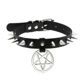 Pendant Necklaces Spike Punk Choker Collar For Girl Goth Pentagram Necklace Emo Neck Strap Cosplay Chocker Gothic Accessories9275439 Dhjqp