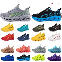 Running Shoes Flat Men Spring Shoes Soft Sole Bule Grey New Models Fashion Colour Blocking Sports Big Size A1119 46