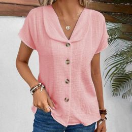 Women's Blouses Stylish Women Top With Lapel Design Single Breasted Trendy Elegant Collar Cardigan Style For Ladies