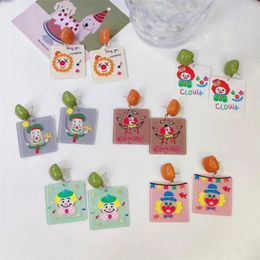 Stud Earrings Acrylic Colorful Cartoon Circus Clown Women Earring