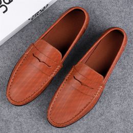 2024 Summer New Men's Super Fiber Casual Small Leather Shoes Trendy Driving Lefu Shoes Large Size Wholesale Men's Shoes