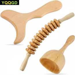 Relaxation Wood Massage Tools Anti Cellulite Massage Roller Wooden Gua Sha Tools Wooden Handheld Massage Cup for Lymphatic Drainage