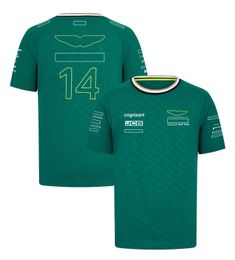 Mens Polos F1 2024 Driver de equipe oficial Formula 1 Racing Camisa de pólo de corrida Mesma dos fãs Summer Fashion Green T-shirt Custom 66DJ