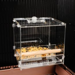 Feeding Acrylic Bird Feeder Transparent Parrot Food Box Spillproof Cup Bird Automatic Feeder Bird Cage Accessories