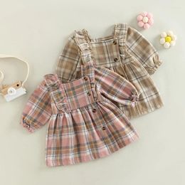 Girl Dresses Toddler Baby Dress 2024 Sweet Style Long Sleeve Princess Plaid A-line Kid Clothes Vestido 0-3Y