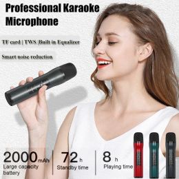 Microphones Wireless TWS Bluetooth Microphone Portable Professional Karaoke Mic Smart Noise Reduction Built in Equaliser Support TF Card AUX