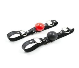 Sexy Products Sex Leather Strap Sex Bondage Gear Open Mouth Silicone Ball Not plastic Gag Breathable Red Black Ball CPRC0074753110