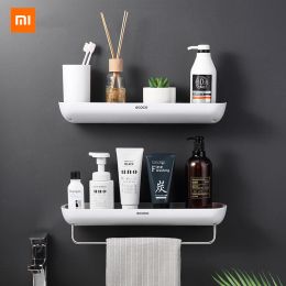 Control Xiaomi Bathroom Shelves Organizer Wall Mount Home Towel shelf Shampoo Rack With Towel Bar Storage Rack Bathroom Accessories