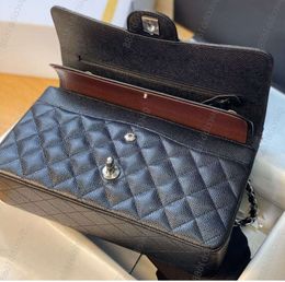 2024 Totes 10A Mirror Quality Classic Quilted Double Flap Bag 25cm Medium Top Tier Genuine Leather Caviar Lambskin Black Purses Shoulder Dusd 9122ess