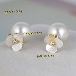 Stud Luxury Sweet Flower Designer Stud Earrings Charm Designer Earrings Stainless Steel Brand Pearl Double Side Crystal Rose Ear Rings Earings Earring Jewelry 2024