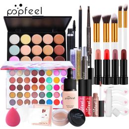 Sets POPFEEL 8/56Pcs Full Professional Makeup Kit Eyeshadow, LipGloss,Lipstick,Brushes,Eyebrow,Concealer Complete Makeup Box Cosmetic