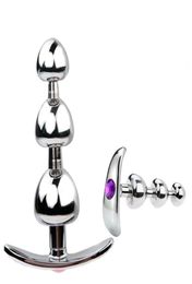 Three Head Outdoor Butt Anal Plugs Metal Anal Plug With Crystal Jewellery Steel Butt Plug With Diamond Women Sex Anal Toys Y190524039229412