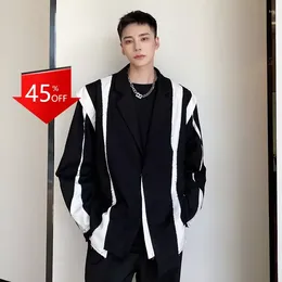 Men's Suits Y2K Personalised Contrast Irregular Stitching Suit Blazers For Men Elegant Stylish Mens Jacket Clothing Blazer