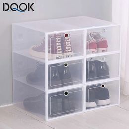 6 Pack Transparent shoe box shoes organizers thickened foldable Dustproof storage box Stackable combined shoe cabinet Sale 240229