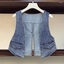 Women's Vests Spring Summer Women Denim Vest Sleeveless Jacket Ladies Waistcoat Sexy Cropped Jean Gilet