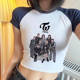 Womens T Shirts Y2k T-shirt KPOP Twice Korean Style Shirt Women Summer Harajuku Streetwear Ulzzang Fans Tshirts Crop Top Female Slim