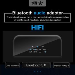 Speakers Bluetooth 5.0 transmitter receiver 3.5mm SPDIF audio aptx for TV speaker 1 TO 2 Wireless earphone Adapter USB powered