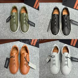 Scarpe casual designer zegna triplo punto top sneaker sneaker Stripes social wedding party di qualità in pelle zegnas logo