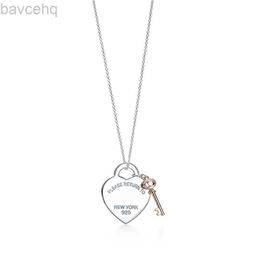 Necklaces Fashion Pendant Please Return to New York Heart Key Necklace Original 925 Silver Love Charm DIY Jewellery Gift Clavicle Chain 240302