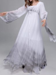 Dress Women's Gothic Victorian Ghost Costume Gossamer White Fancy Dress Halloween Cosplay Haunter Party Outfit for Adults Clothes