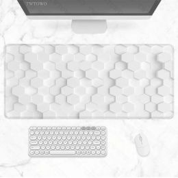 Pads White Geometric Aesthetics Mouse Pad Gaming XL HD Custom Computer Large Mousepad XXL Playmat NonSlip Carpet Office PC Table Mat