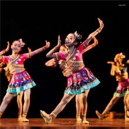 Stage Wear Children's Little Lotus Style Dance Dress Female Performance Li And Miao Ethnic Minority Costumes Costume