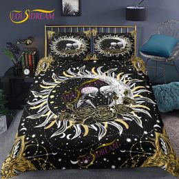 sets Gothic Skull Print Viking Bedding Set, 3 Piece Set, Duvet Cover, Pillowcase, Egyptian Culture Decoration, Soft, King Size Bed