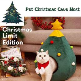 Scratchers Christmas Tree Cat House | Xmas Dog Cat Bed House | Portable Soft Nest Tree Shape Pet Indoor House Cat Cave Tent Garbage Cat Mat