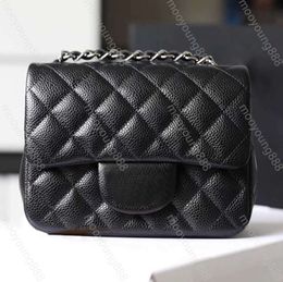 2024 10A Top Tier Quality Luxury Designer Mini Square Flap Bag Real Leather Caviar Lambskin Classic Black Purse Quilted Hangbags Crossbody 1006ess