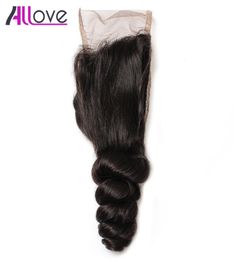 Allove 10A Brazilian Loose Wave Hair Lace Closure Loose Weave Malaysian Virgin Hair Closure Peruvian Lace Closure Indian Virgin Ha2530784