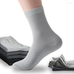 Men's Socks 5 Pairs High Quality Bamboo Fibre Business Compression Breathable Comfort Four Seasons Middle Tube For Male