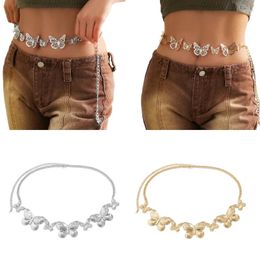 Belts Stomach Chain Butterfly Belly Layered Body Waist Belt Skirt Y2k Pant Jeans Y1UA