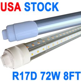 R17D 8 Foot Bulb Light,72W Dual-Ended,Clear Lens Rotatable HO Base,270 Degree V Shaped LED Replacement Fluorescent Fixtures,Clear Cover,85V-265V crestech
