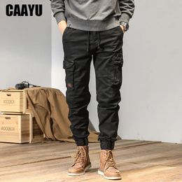 CAAYU Joggers Cargo Pants Men Casual Y2k MultiPocket Male Trousers Sweatpants Streetwear Techwear Tactical Track Black Pants Men 240226