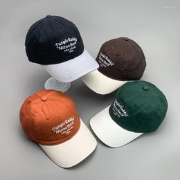 Ball Caps Kpop Letter Embroidery Color Matching Men Women Baseball Hats Cotton Simple Breathable Classic Fashion Sport Streetwear