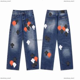 23Ss New Men's Jeans Designer Make Old Washed Chrome Straight Trousers Heart Letter Prints Long Style Hearts Purple Jeans Chromees Hearts 620