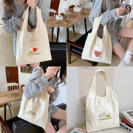 Shopping Bags Series Print Vest Bag Canvas Harajuku Fashion Handbags Casual All-match Shoulder Women Portable Tote