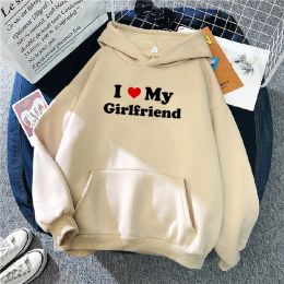 Sweatshirtler Kız arkadaşımı seviyorum hoodies kadınlar kış ter y2k kawaii gotik kıyafetler kapüşonlu gömlek kadın harajuku kazak