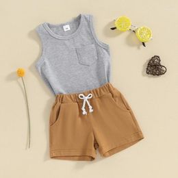 Clothing Sets 0-3Y Baby Boys Casual Shorts Sleeveless Tank Top With Elastic Waist Short Pants Outfits Summer Toddler Kids Clothes